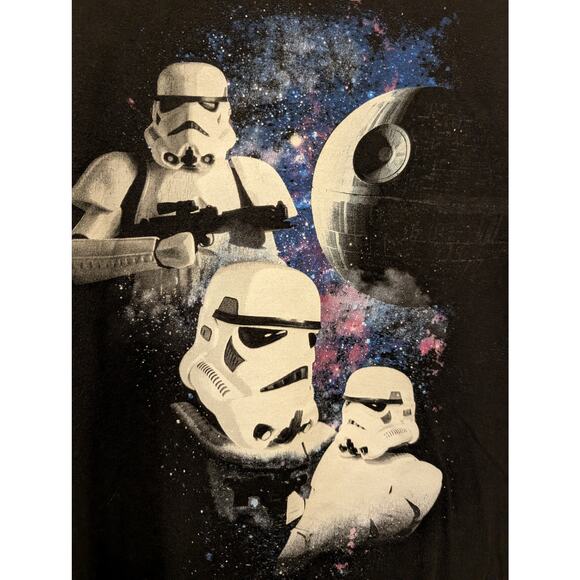 Mad Engine Star Wars Graphic T Shirt 3 Stormtrooper Death Star Moon Black 2XL - Picture 2 of 4